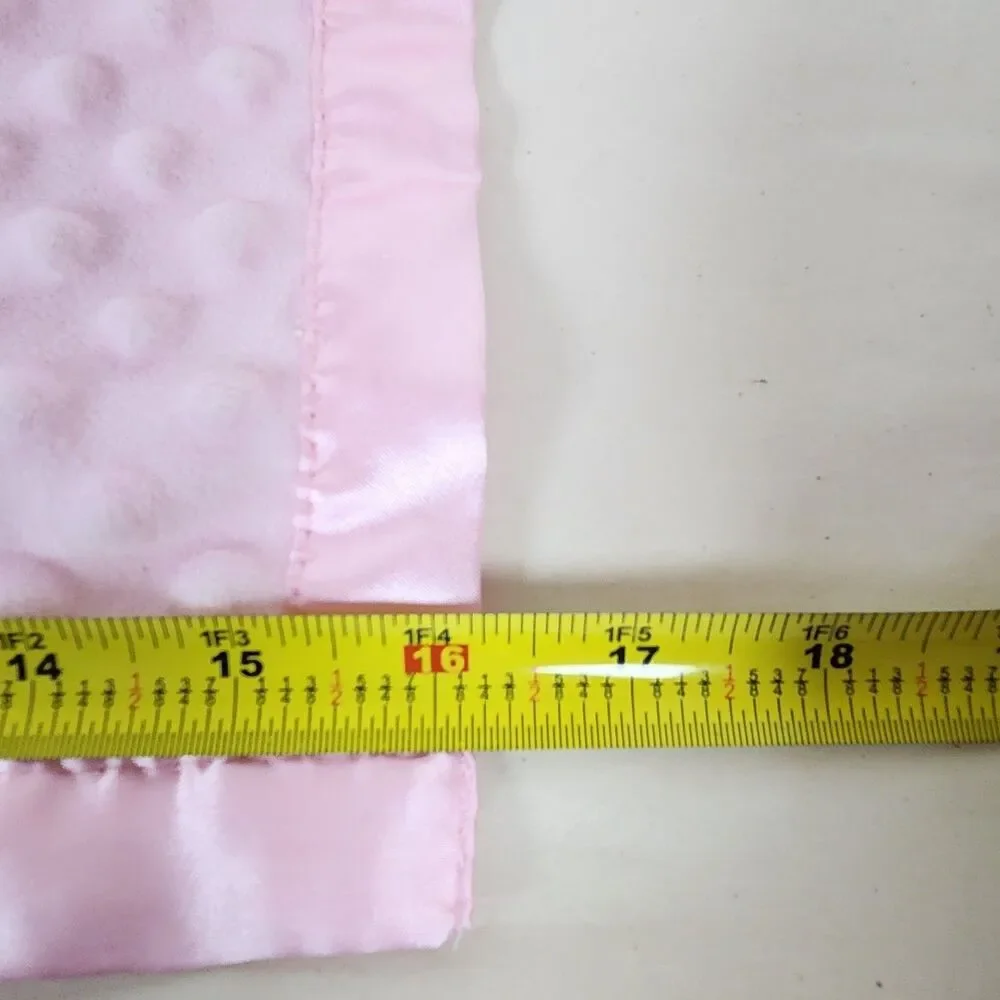 Pink Elephant Lovey Plush Baby Security Blanket Minky Dots Satin‎ Trim